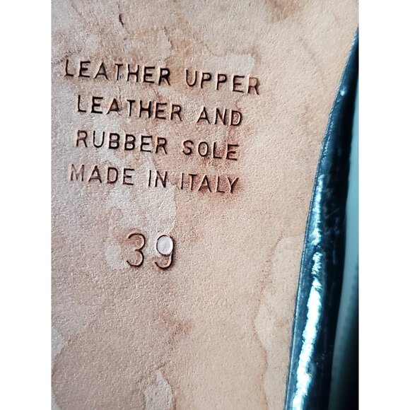 ANYI LU Emily Black Patent Leather Tortoise Color Heels Size 39 US 8.5 - Picture 8 of 11